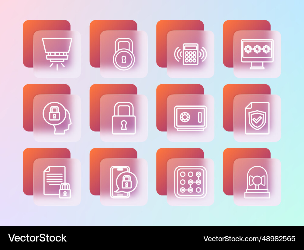 Set line monitor with password mobile closed Set line monitor with password mobile closed vector image