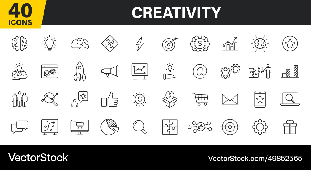 Set of 40 creativity and idea web icons in line Vector Image