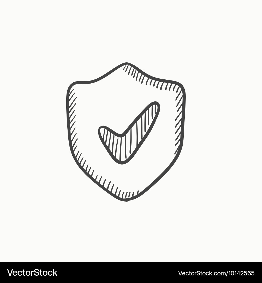 Shield with Checkmark Sketch Icon vector image