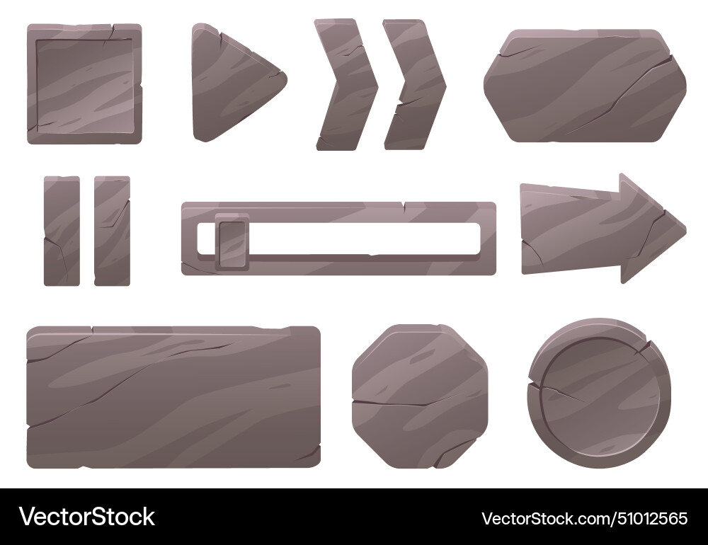 Stone menu buttons gui design elements natural Stone menu buttons gui design elements natural vector image