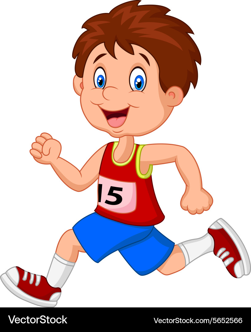 Cartoon Boy Running in Race Vector Image