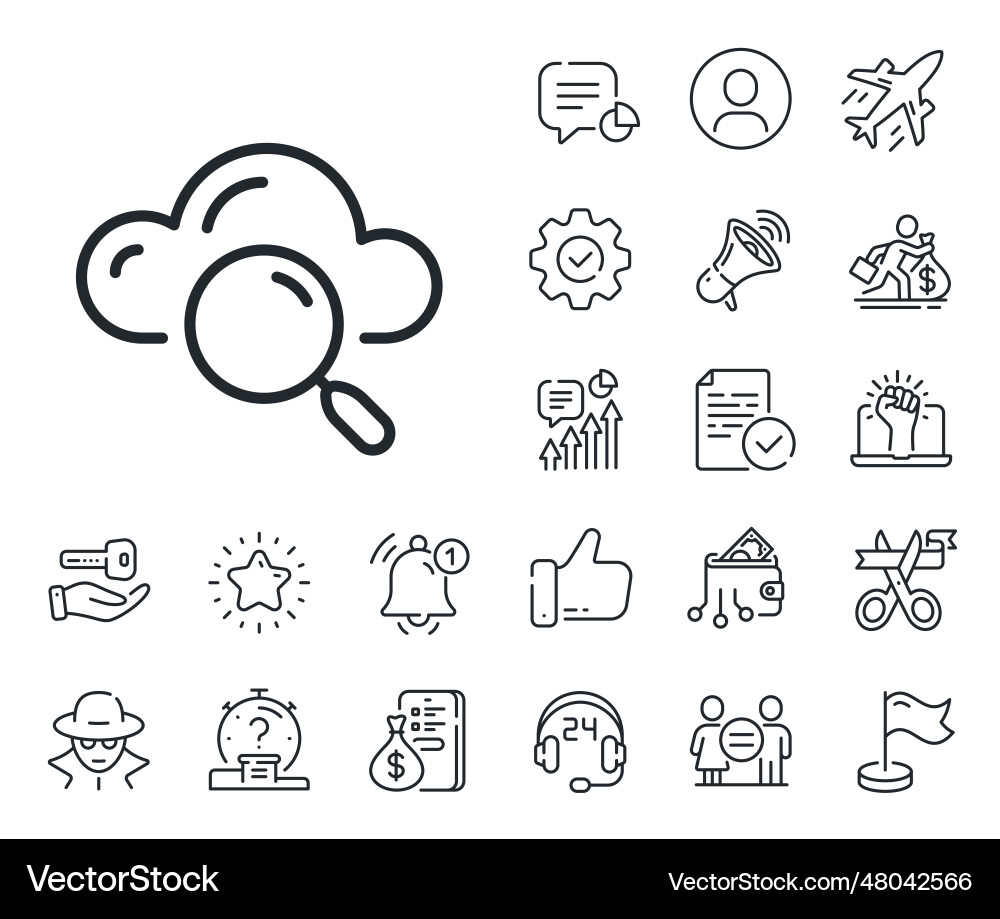 Cloud computing search line icon internet data Cloud computing search line icon internet data vector image