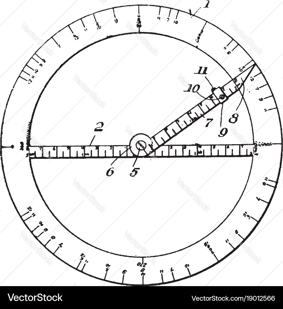 Drafting protractor right and to the left from vector image