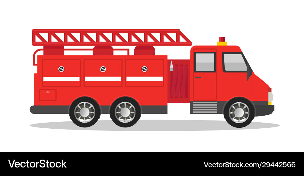 Firefighter red truck flat Firefighter red truck flat vector image