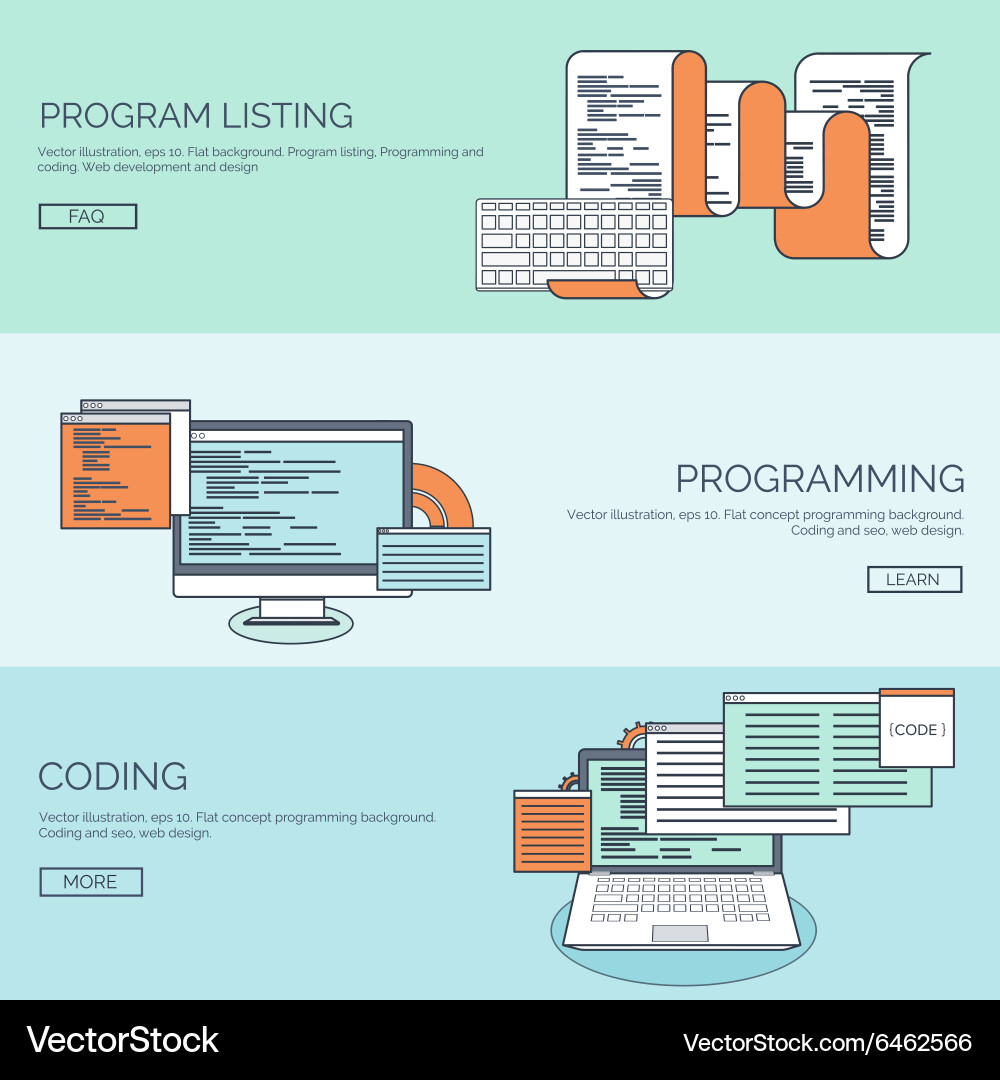 Flat background coding vector image