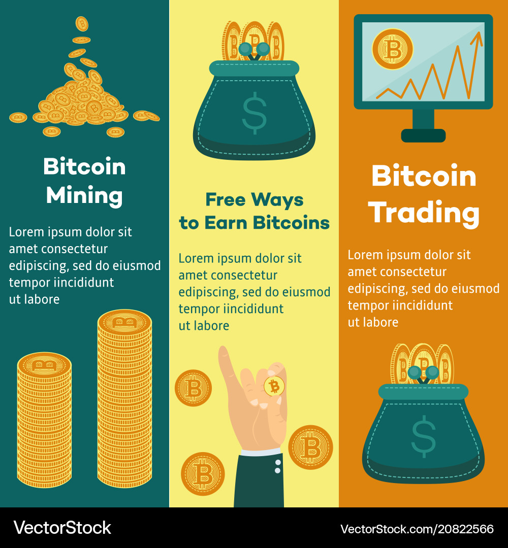 Flat bitcoin mining trading posters set – Royalty-Free Vector | VectorStock
