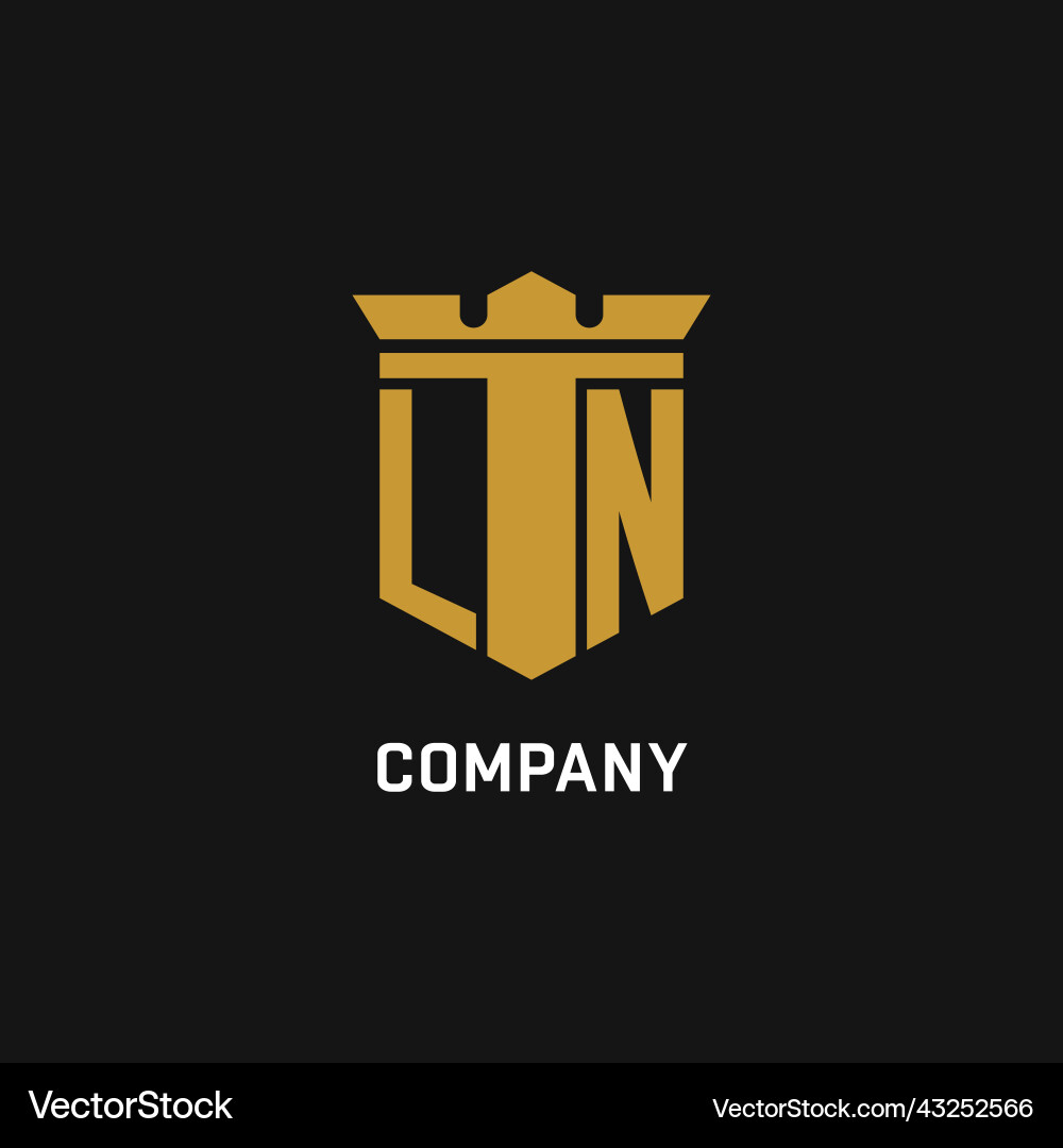 Ln Initial-Logo mit Schild und Krone Stil Ln Initial-Logo mit Schild und Krone Stil vektorbild
