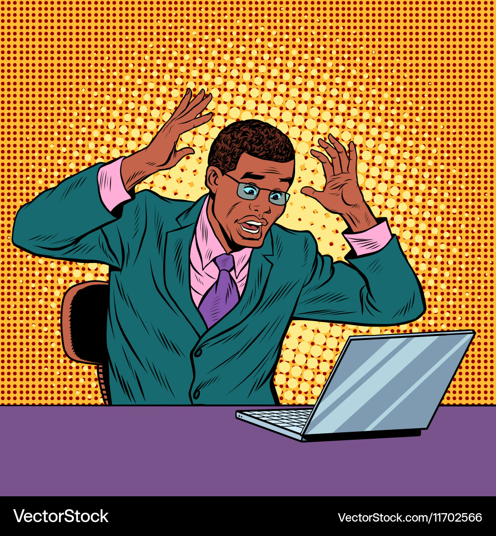 Man in Distress Reading Notebook Vector Image
