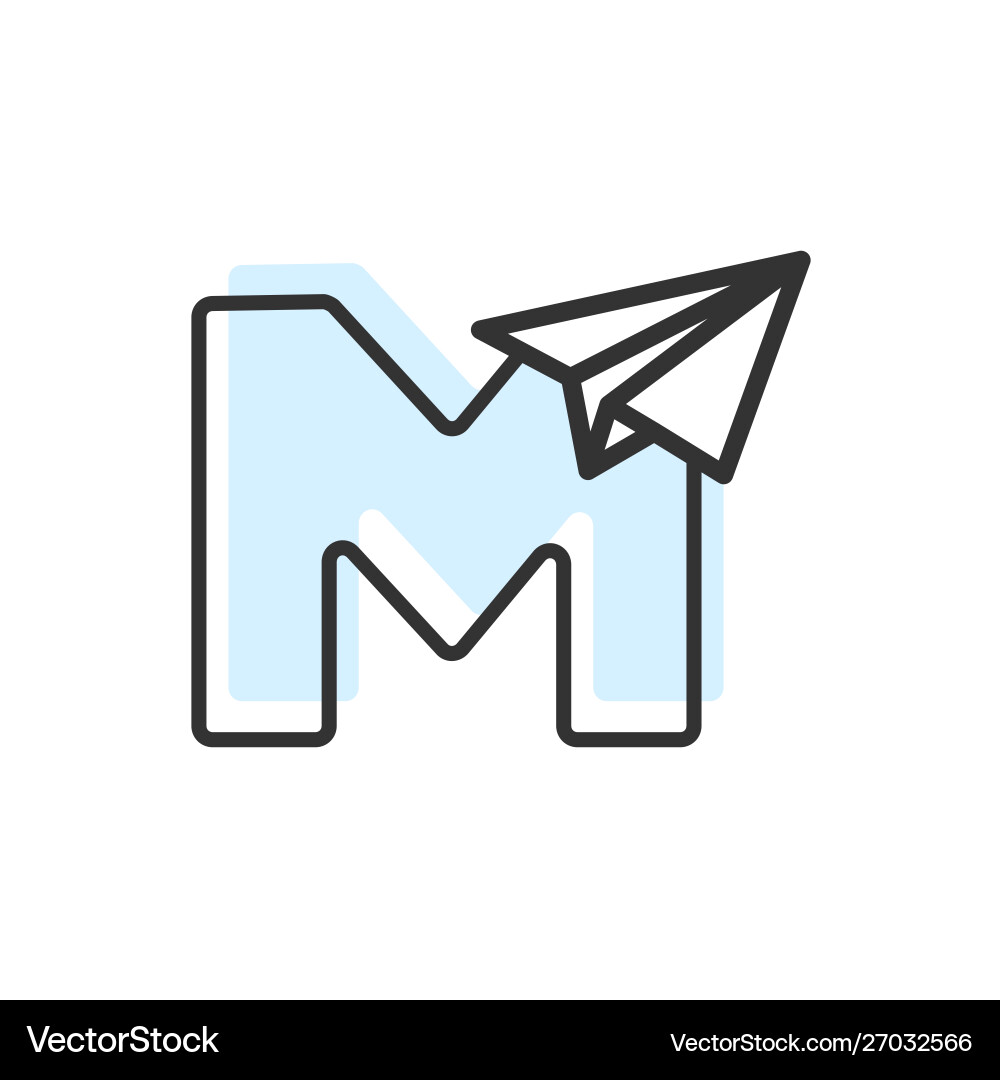 Paper Plane M Logo Vector Image