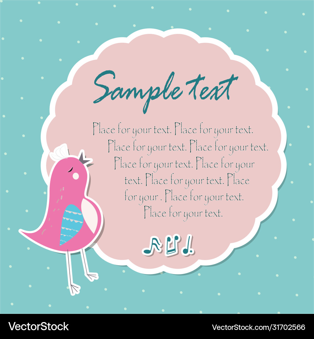 Retro template frame with bird Vector Image