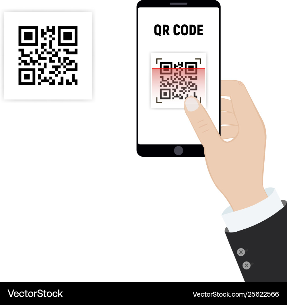 Scan qr code to mobile phone electronic digital Scan qr code to mobile phone electronic digital vector image