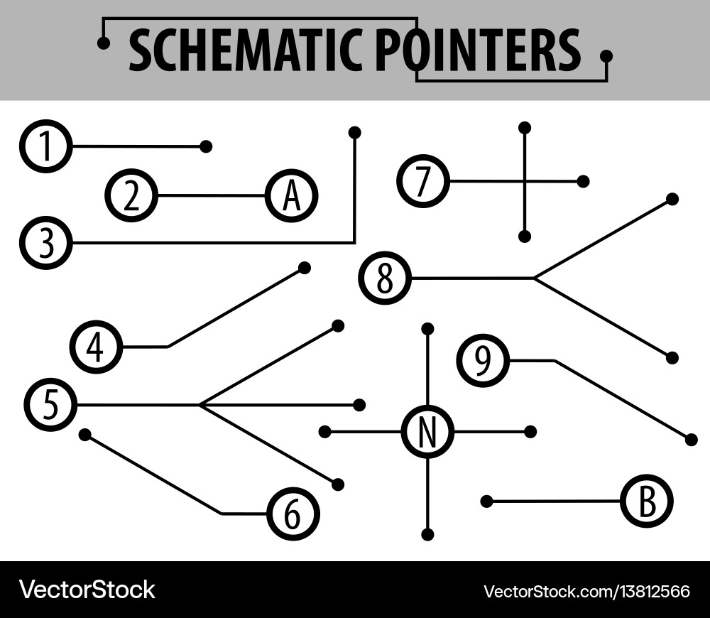 Schematic pointers extension lines to indicate Schematic pointers extension lines to indicate Vector Image