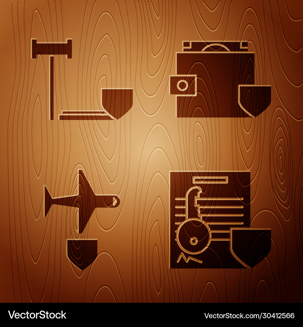 Set document with key shield judge gavel vector image