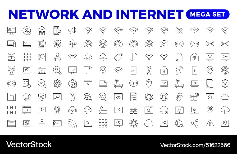 Set of network and internet outline icons Set of network and internet outline icons vector image