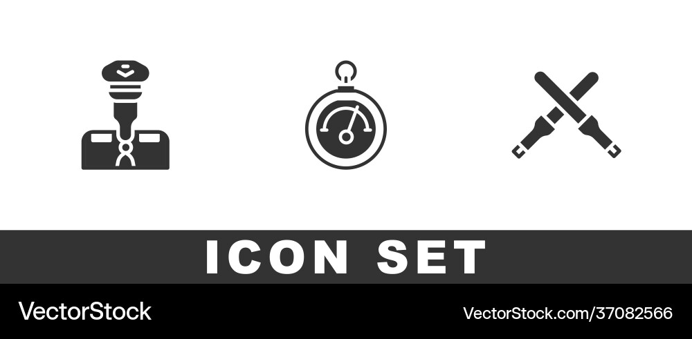 Set pilot barometer and marshalling wands icon Vector Image