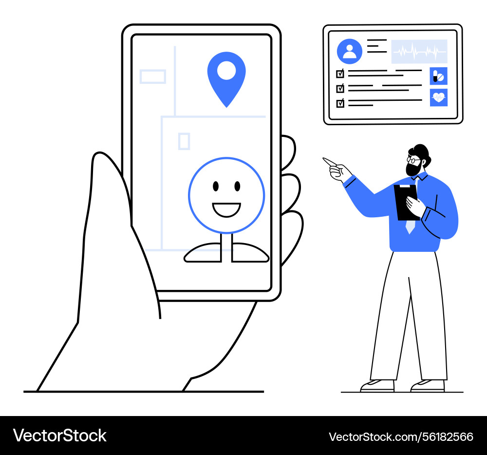 Smartphone navigation app with location pin vector image