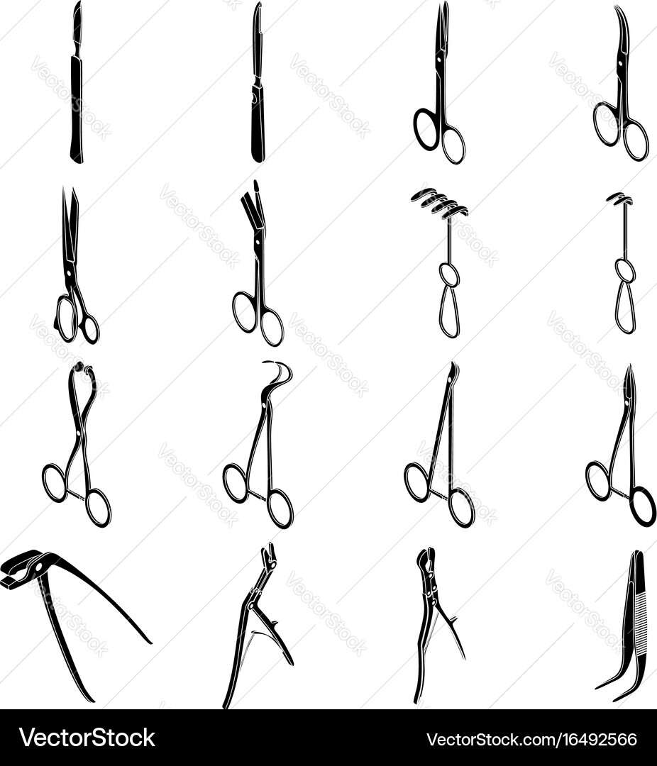 Surgeons tools icons set simple style Vector Image