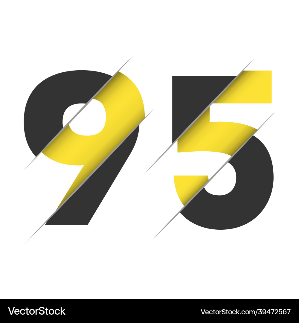 95 9 5 number logo design with a creative cut 95 9 5 number logo design with a creative cut vector image