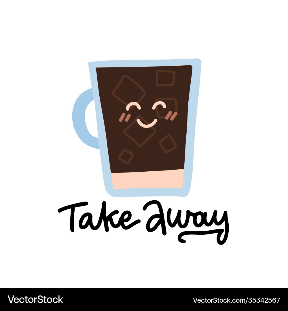 Cartoon comic coffee cup with cute kawaii face Cartoon comic coffee cup with cute kawaii face vector image