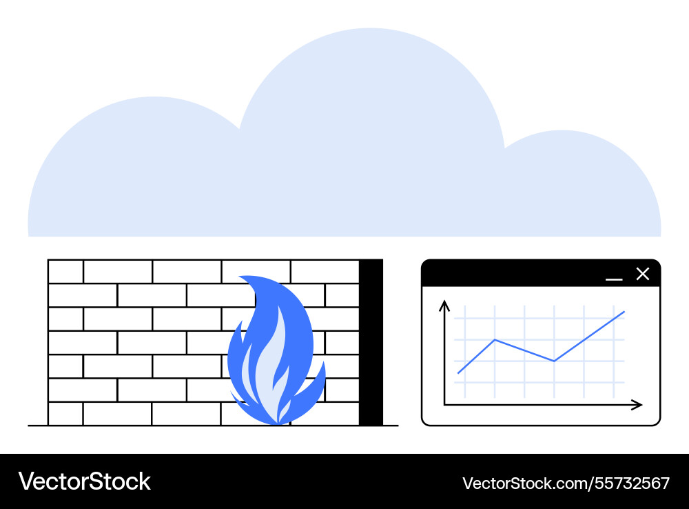 Cloud security with firewall protection and data Vector Image