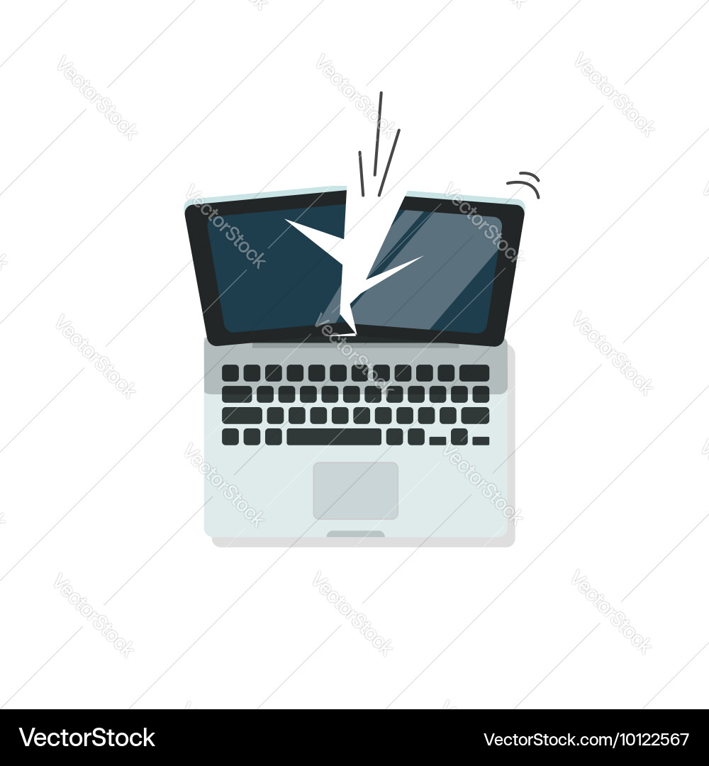 Crashed Laptop - Broken Computer vector image