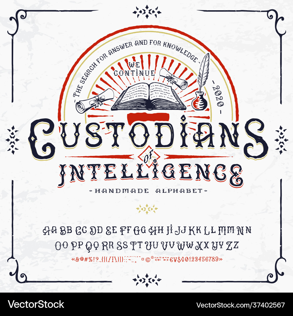 Custodians of Intelligence - Retro Typeface vector image