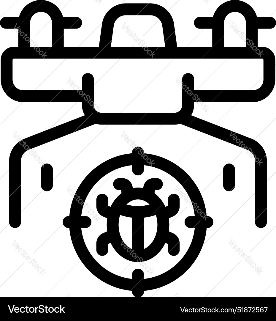 Drone detecting computer bug with target symbol Drone detecting computer bug with target symbol vector image