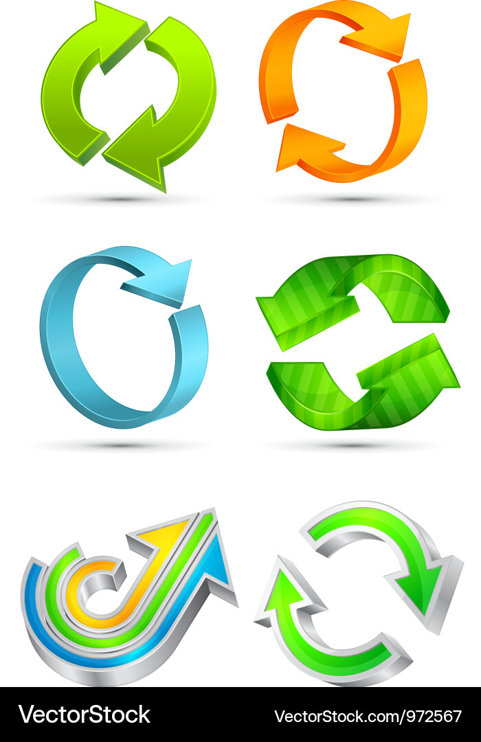 Dynamic 3D Arrows Set vector image
