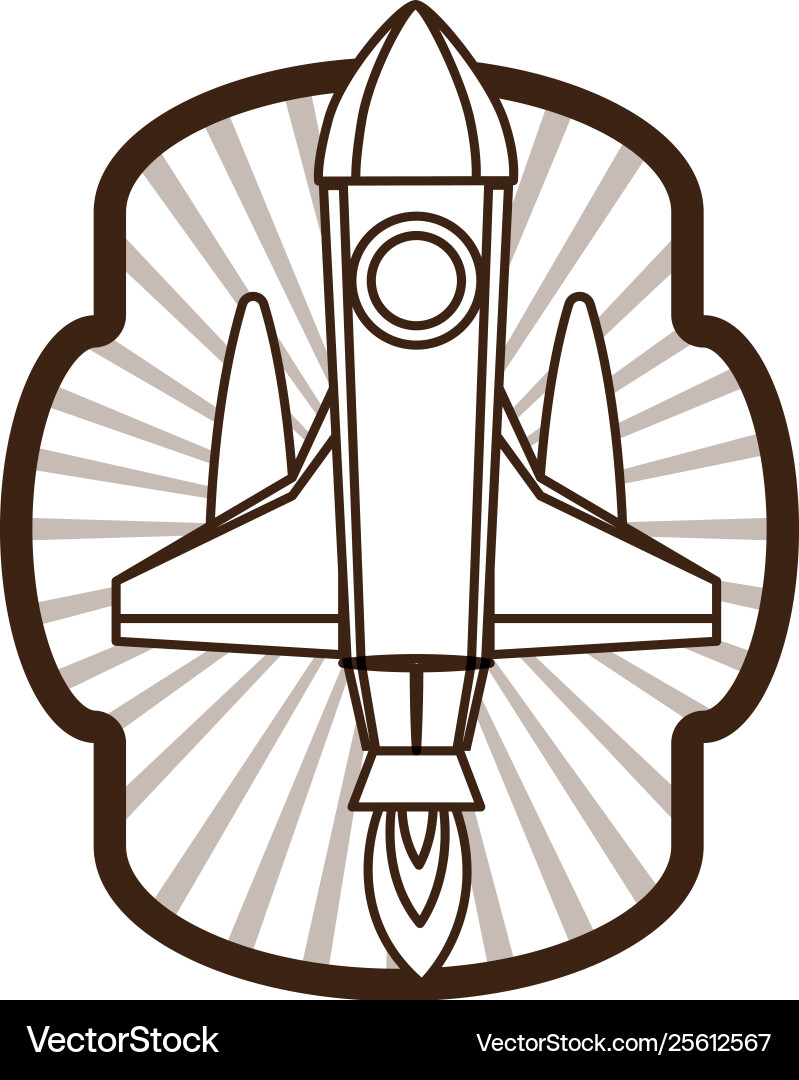 Frame with rocket taking off icon Vector Image
