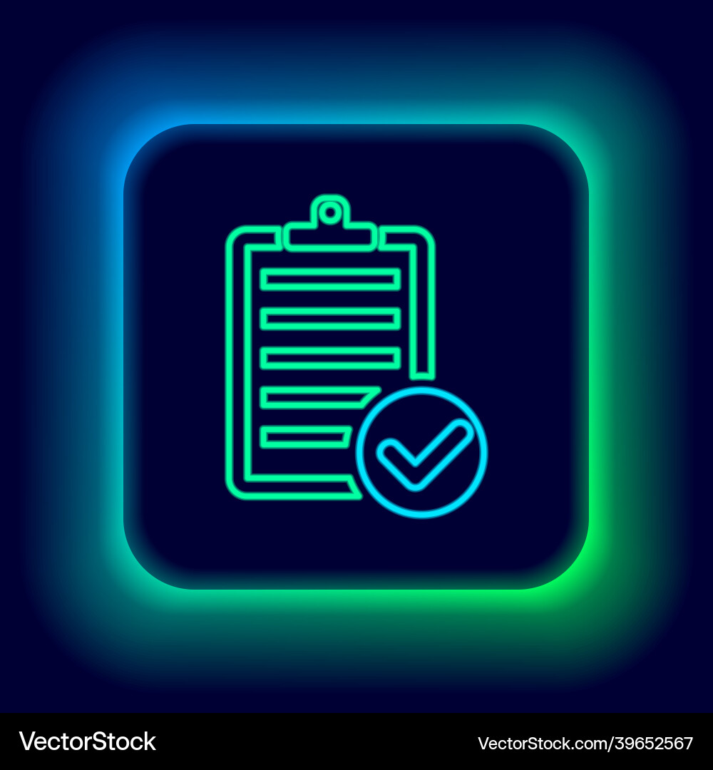 Glowing neon line verification of delivery list Glowing neon line verification of delivery list vector image