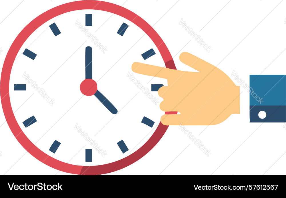 Hand adjusting time on an analog clock design vector image