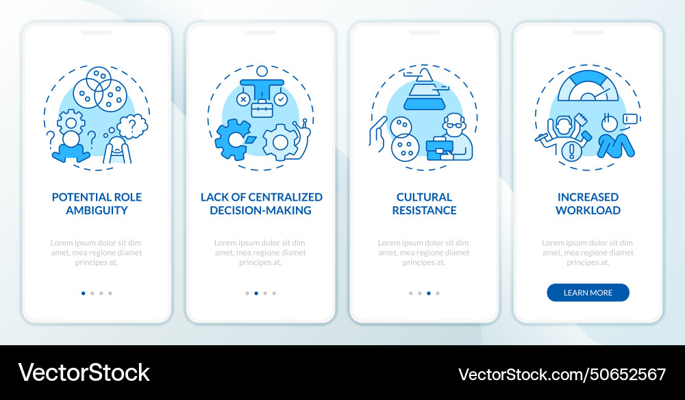 Holacracy Herausforderungen blue onboarding mobile app Holacracy Herausforderungen blue onboarding mobile app vektorbild