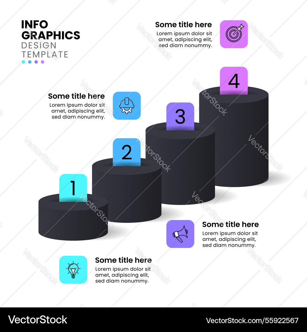 Infographic template columns with 4 numbers Infographic template columns with 4 numbers vector image