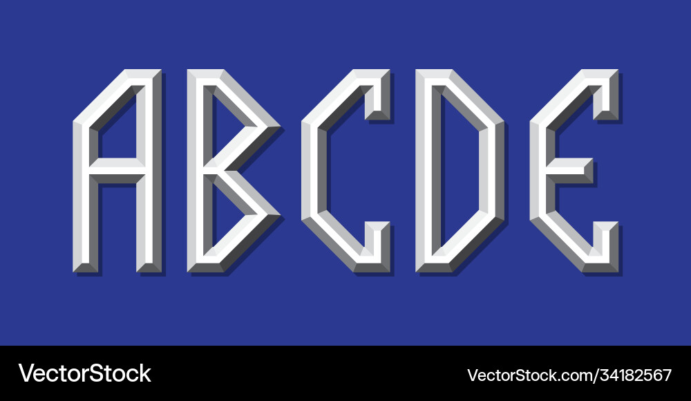 metallisches Volumen a b c d e Buchstaben Metallisches Volumen a b c d e Buchstaben vektorbild