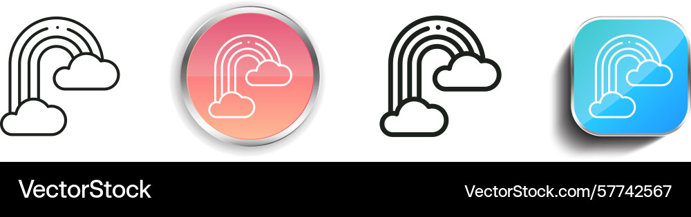 Rainbow icon thin linear regular and button style vector image