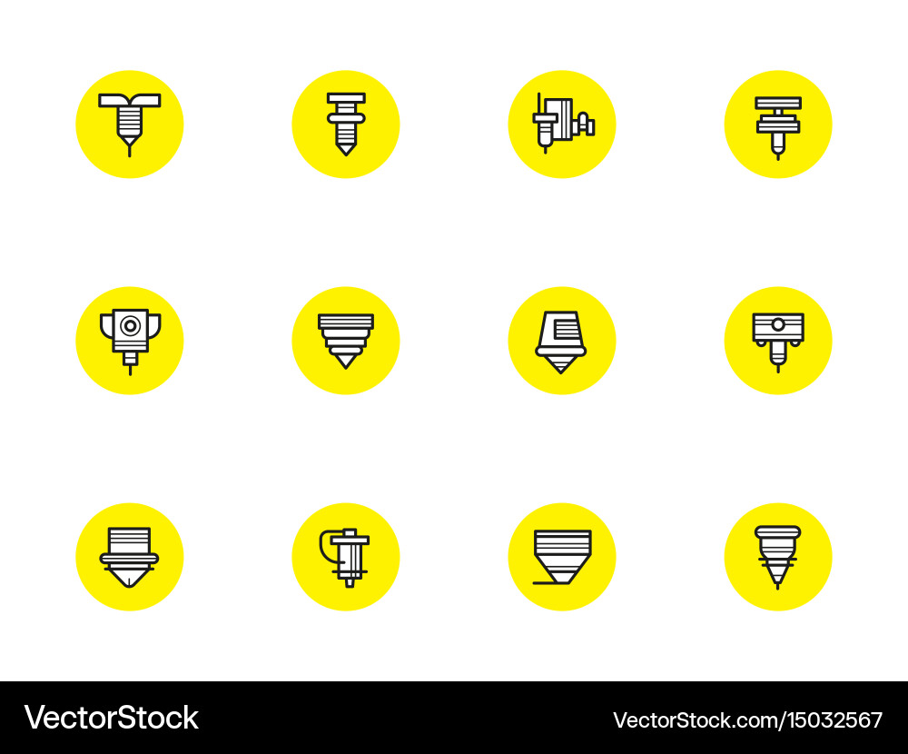 Robotic cnc lasers simple line icons Vector Image