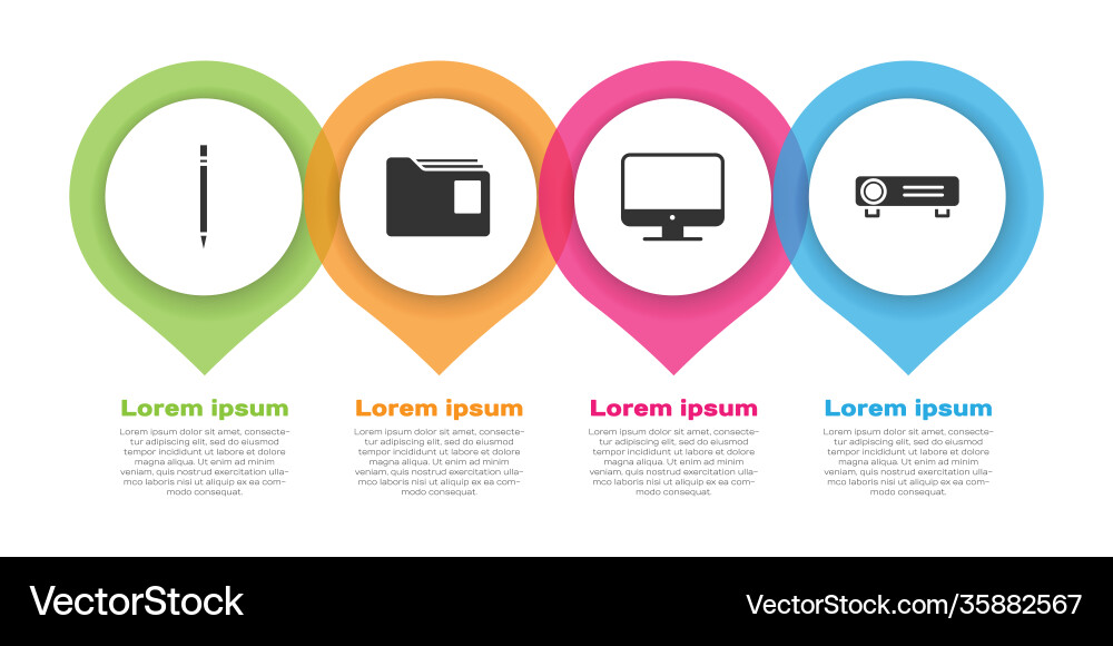 Set pencil with eraser document folder computer vector image