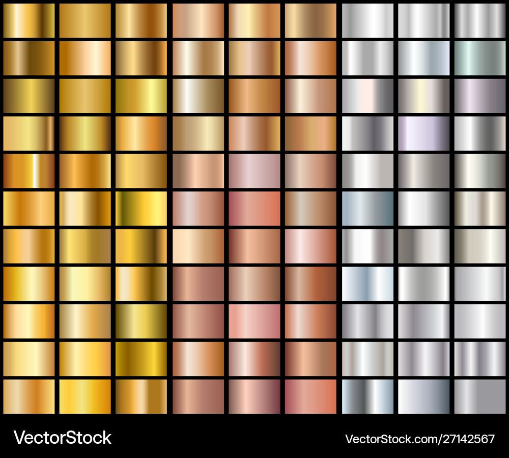 Set realistic silver rose gold and golden Set realistic silver rose gold and golden vector image
