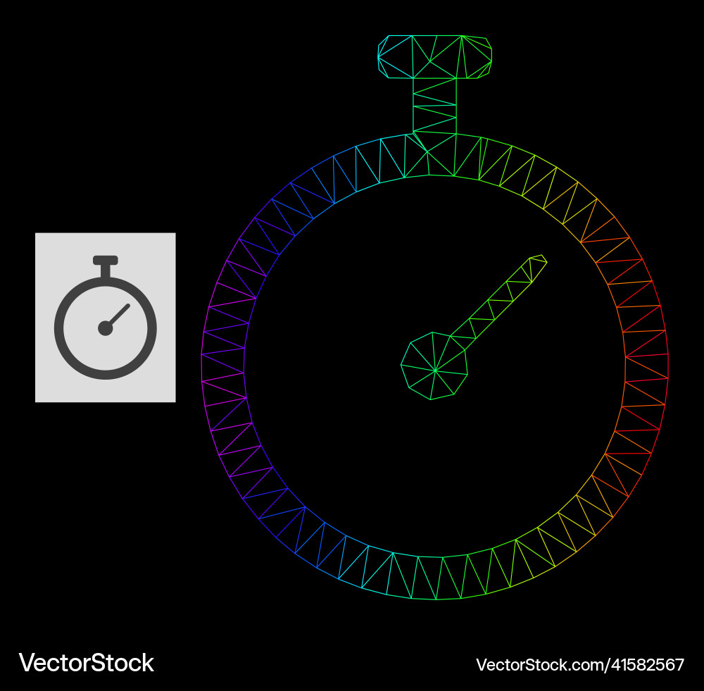 Spectrum gradient polygonal mesh time tracker icon vector image