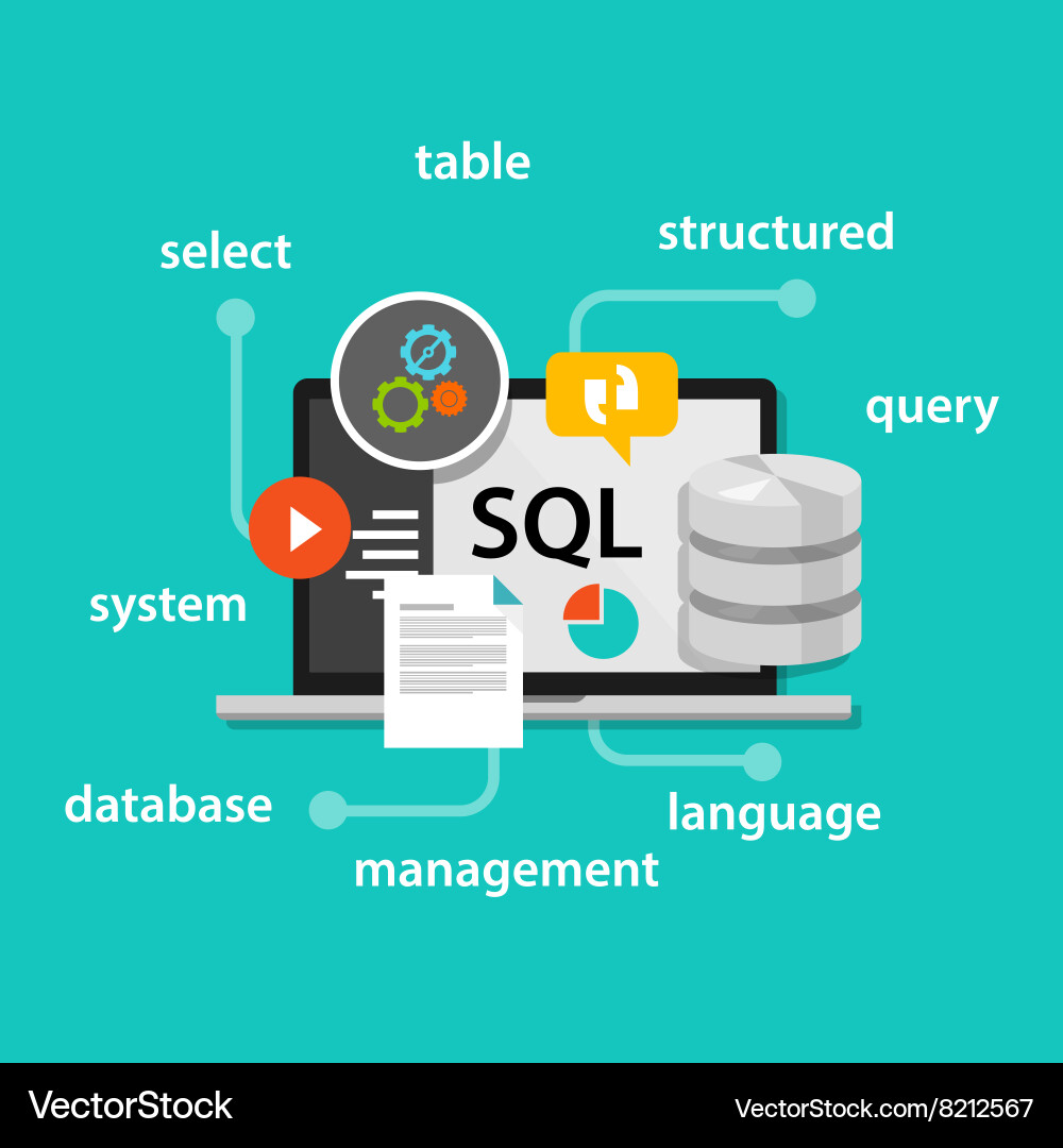 Sql structured query language database symbol vector image