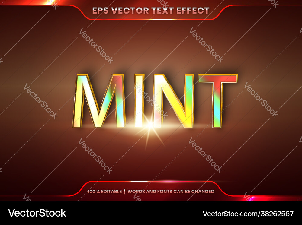 Text effect in embossed mint words font styles Text effect in embossed mint words font styles vector image