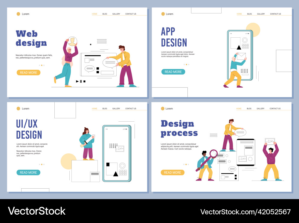 Web- und ui ux-Designprozess mit Abstract Vektorbild
