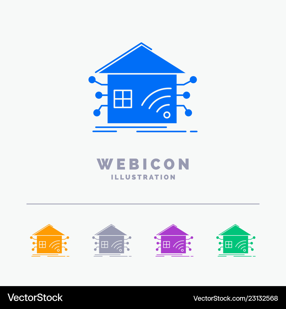 Automation home house smart network 5 color glyph Vector Image