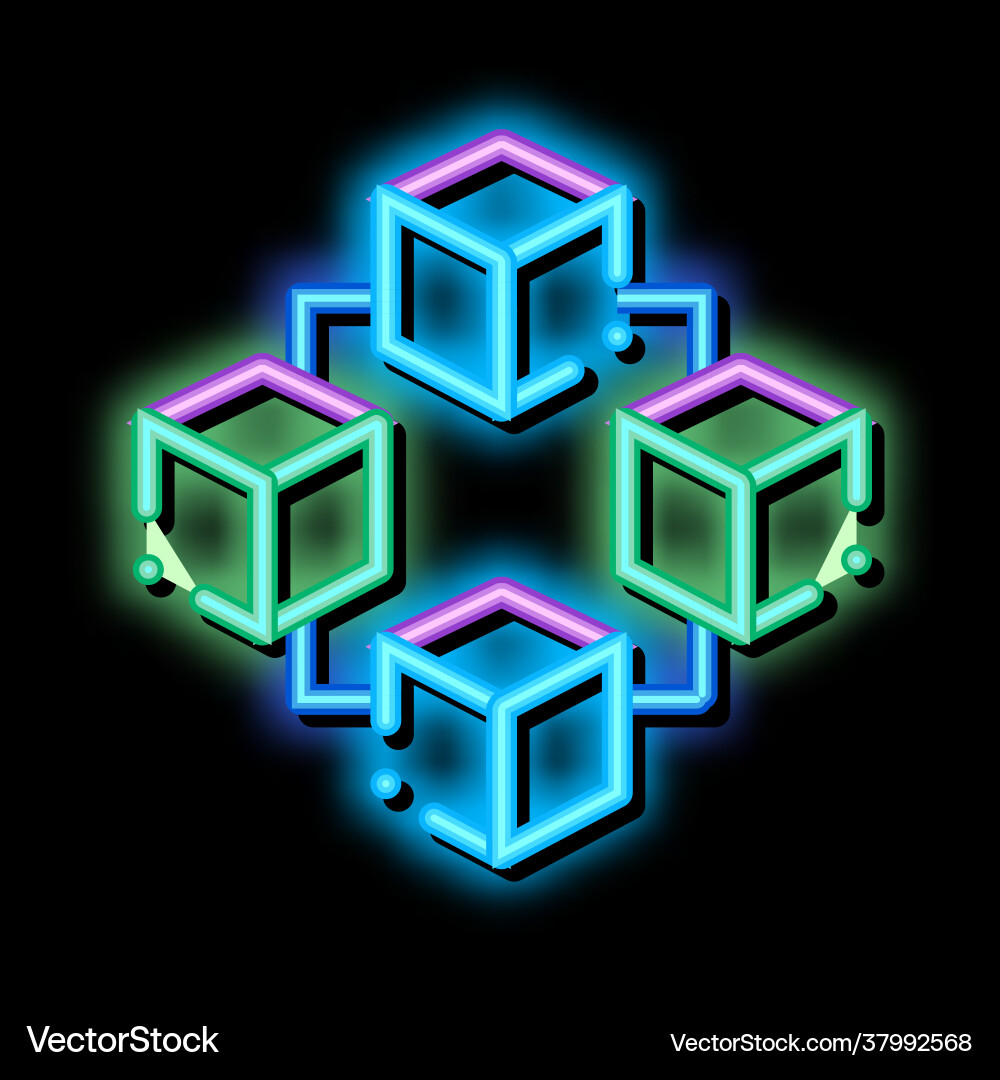 Blockchain artificial intelligence neon glow icon – Royalty-Free Vector |  VectorStock