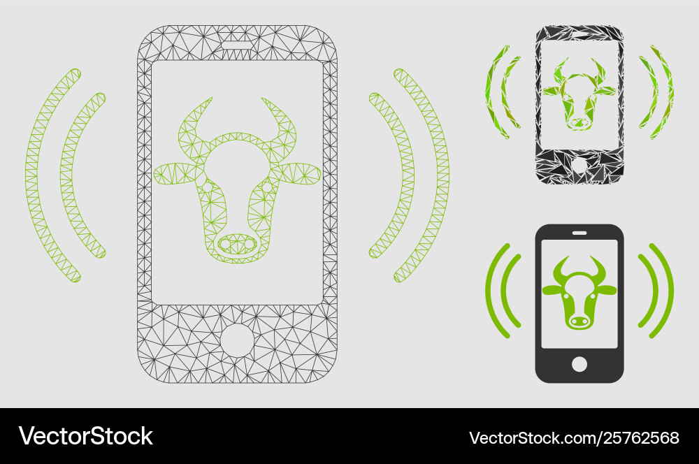 Cow mobile control mesh network model Cow mobile control mesh network model vector image