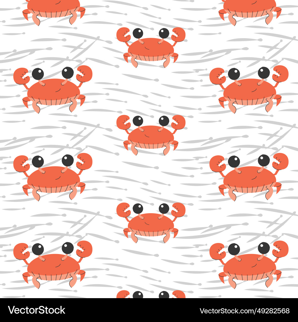 Crab pattern in flat style on a transparent Crab pattern in flat style on a transparent vector image