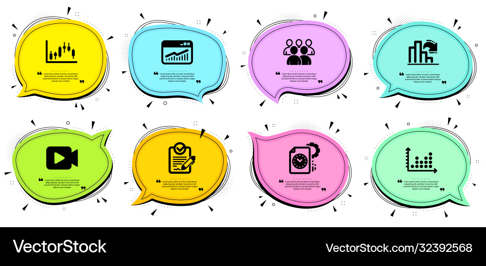 Dot plot decreasing graph and video camera icons vector image