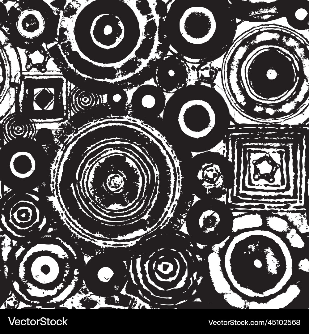 Geometric Abstract Pattern - Circles & Squares vector image