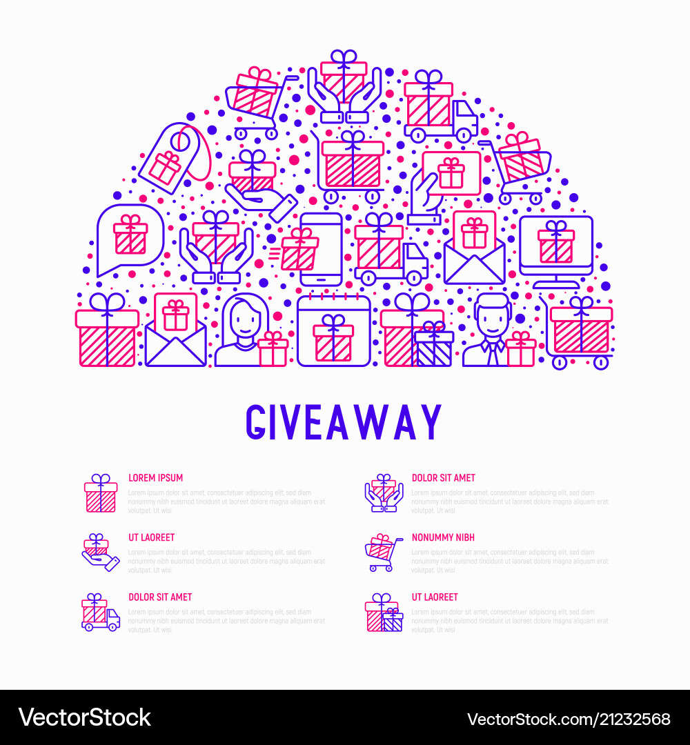Giveaway or gifts concept in half circle Giveaway or gifts concept in half circle vector image