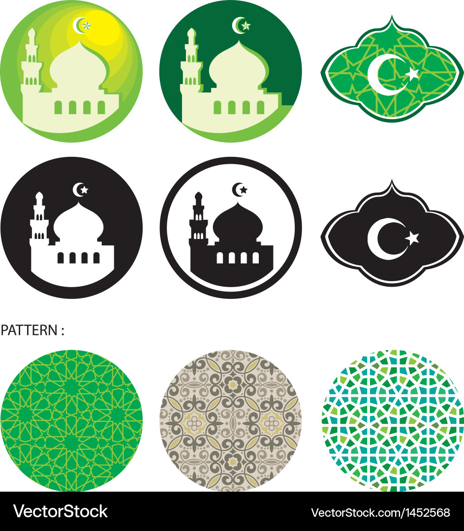 Mosque With Pattern Vector Mosque and islamic pattern Royalty Free Vector Image